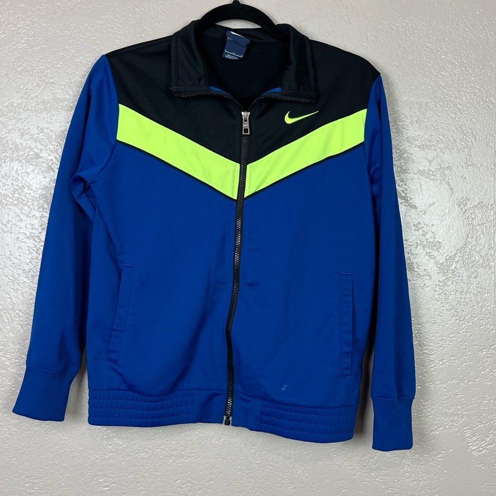 Nike boy‎ full zip athletic blue black green sweatshirt size large
